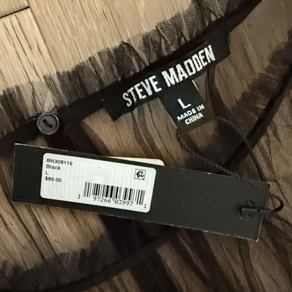 NWT Steve Madden Black Ruffle Dress size L - Picture 2 of 3